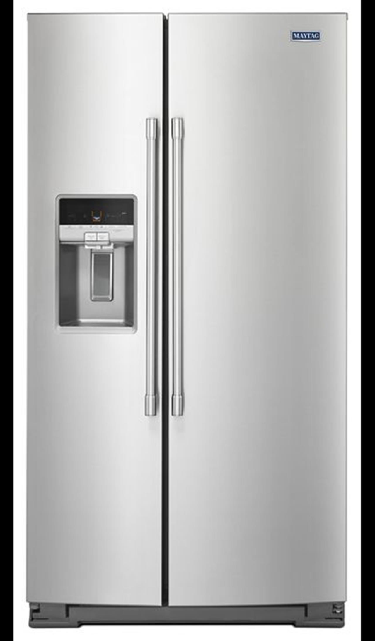 Maytag MSC21C6MFZ side by side counter depth refrigerator with ice and water dispenser. 21 cubic foo(..)