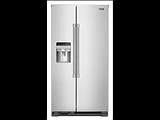 Maytag MSS25C4MGZ side by side refrigerator will spill proof glass shelves. 25 cubic foot. This refr(..)