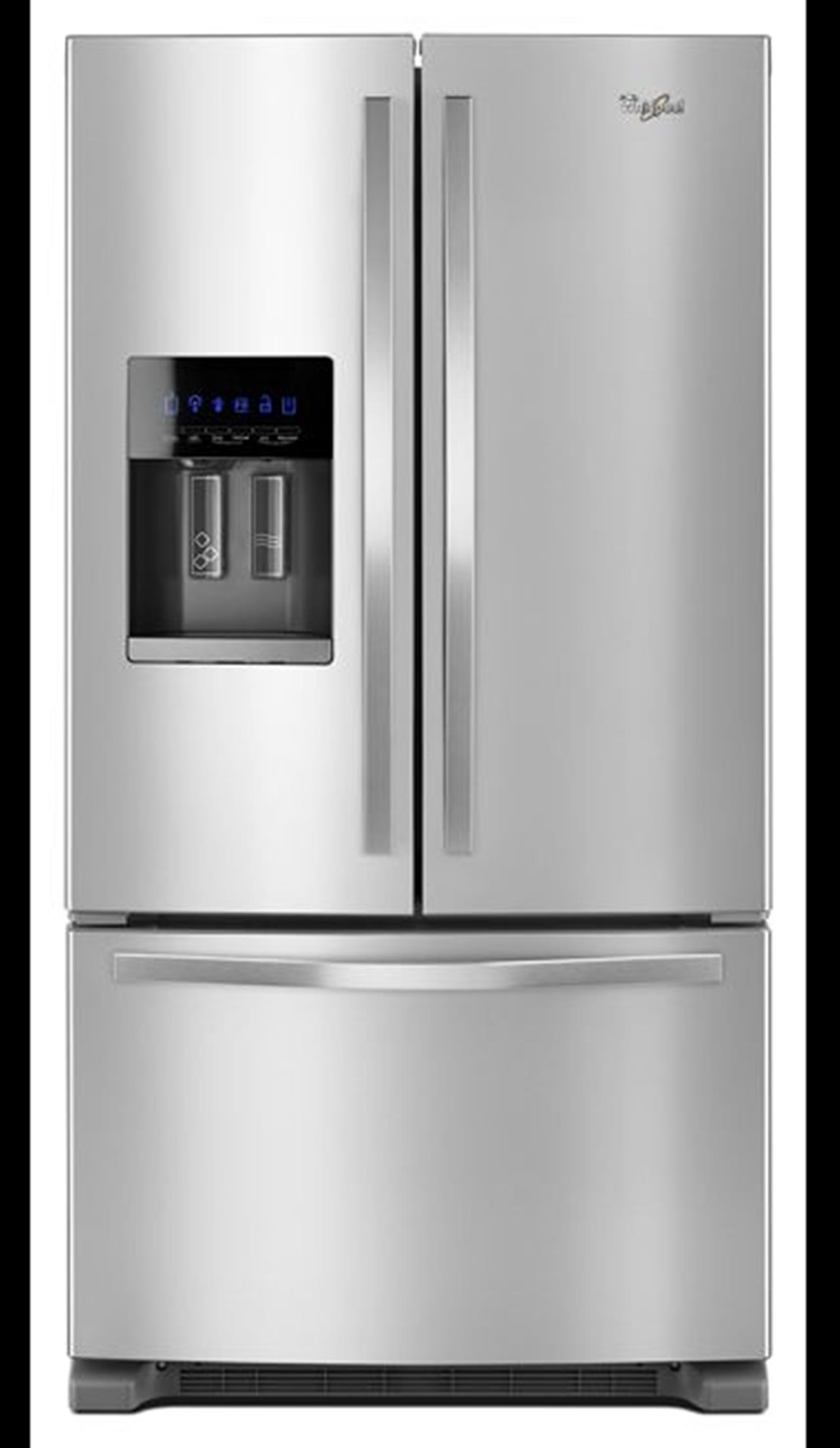 Whirlpool french door refrigerator WRF555SDFZ with in door water and ice dispenser. 36” wide and 25 (..)