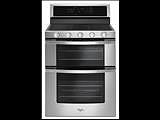 Whirlpool gas double oven WGG745H0FS with full hinged cast iron grates. 6.0 cubic foot capacity give(..)