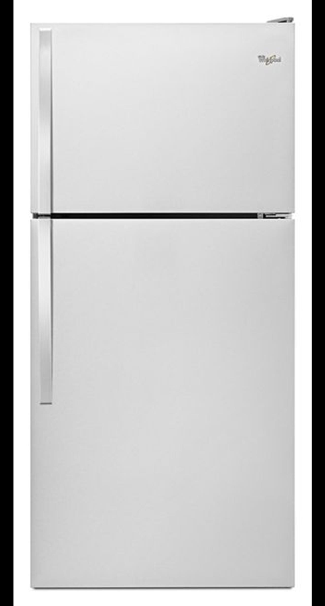 Whirlpool top mount refrigerator WRT318FZDM with glass shelves. This 18 cubic foot refrigerator is a(..)
