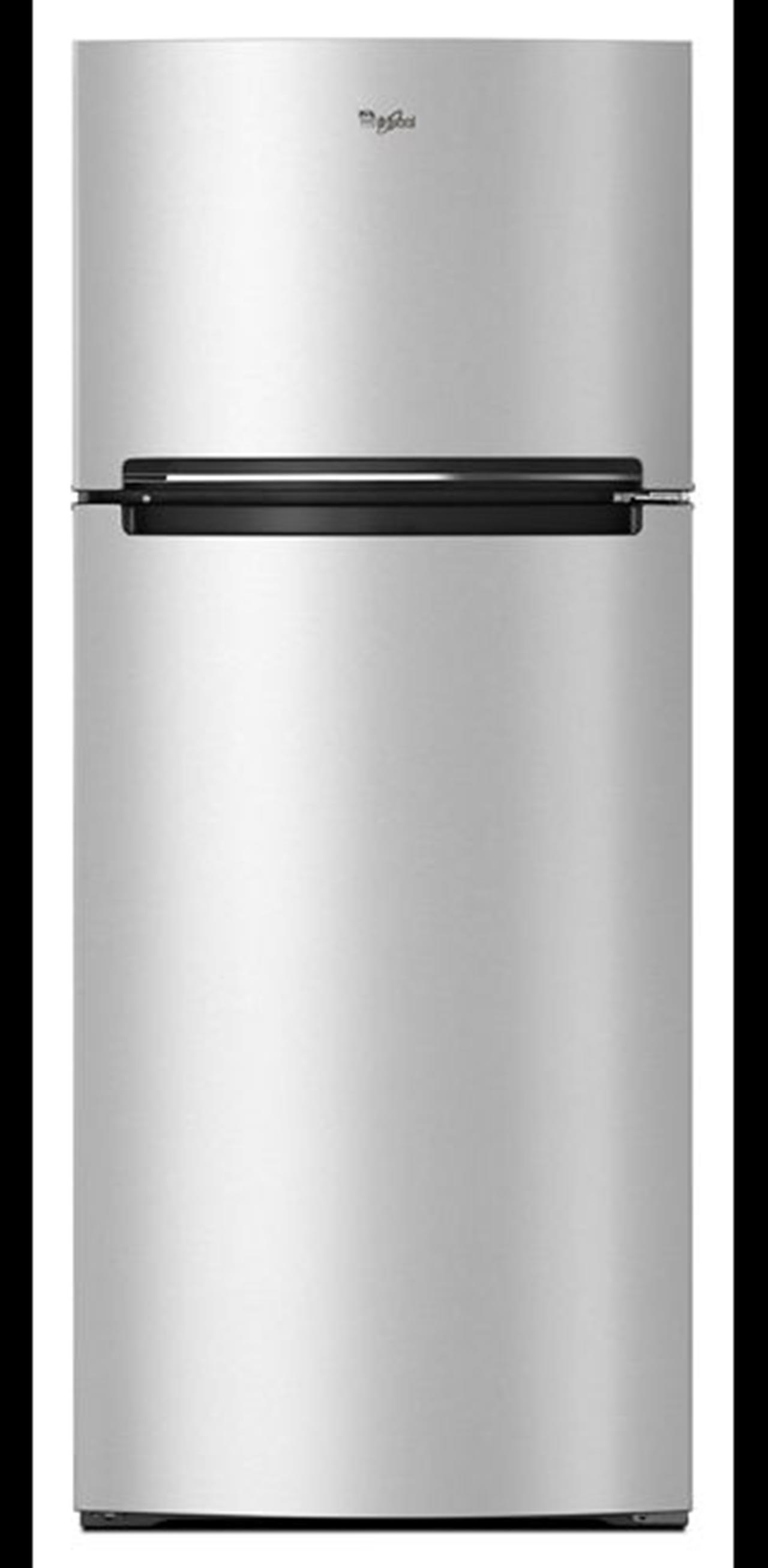 Whirlpool top mount refrigerator WRT518SZFM with countured front doors. 18 cubic foot capacity. This(..)